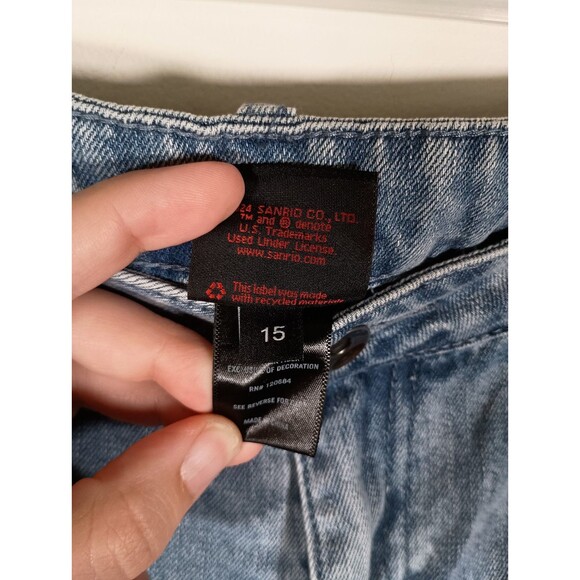 Hello Kitty and Friends Sanrio Racer Patches Wide Leg Light Jeans Size 15 - Picture 3 of 13